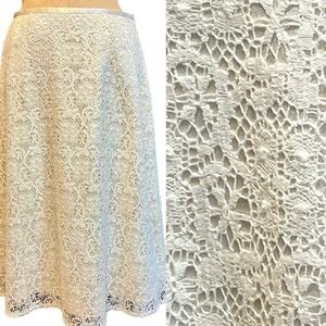 VINTAGE lace‎ midi skirt Victorian romantic cottage cream made in USA 80s 90s